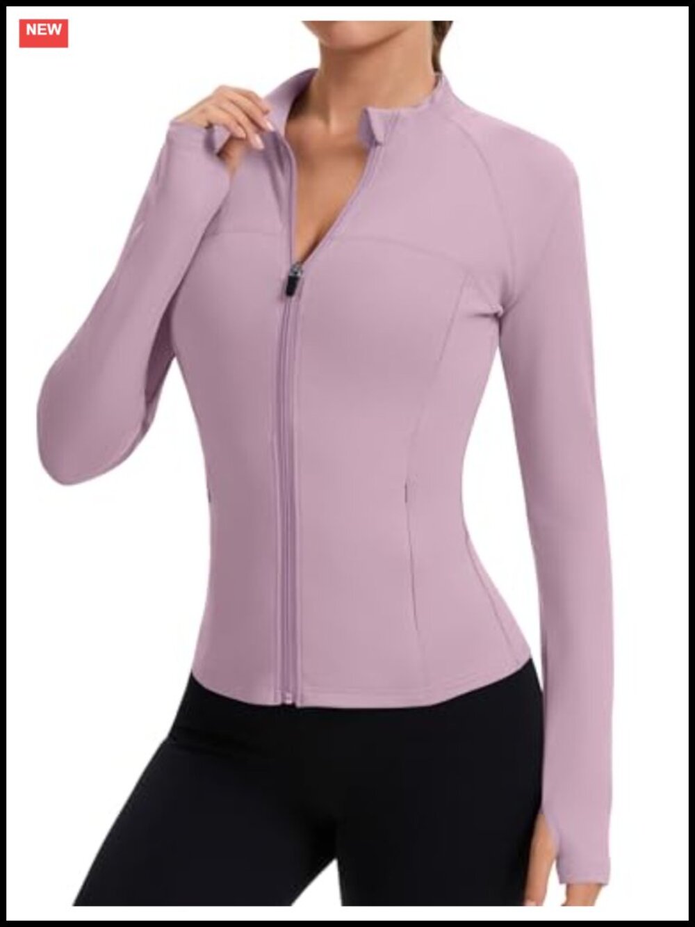 Full Zip Athletic Jacket with Thumbholes Running Yoga